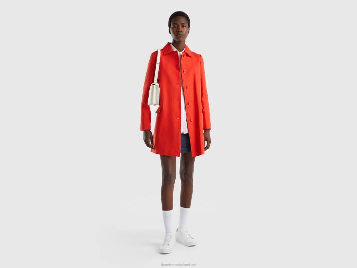 vrouwen Benetton stofjas van zuiver katoen rood 4R62247