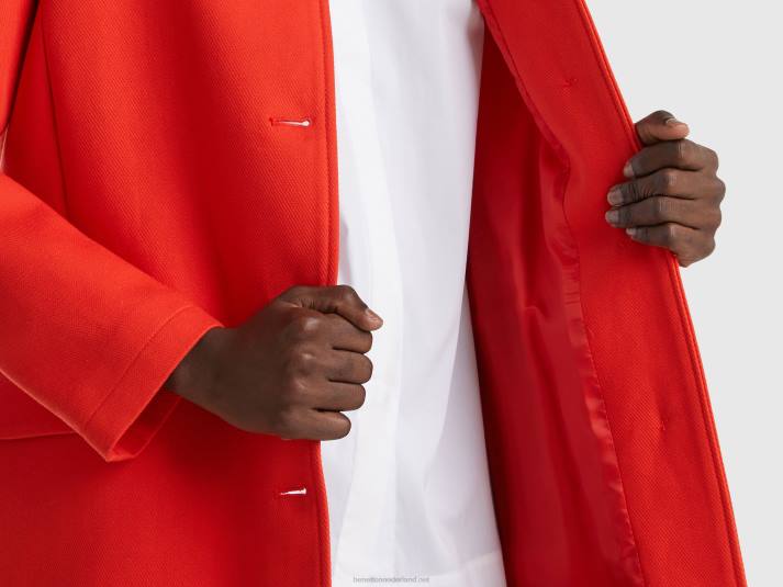 vrouwen Benetton stofjas van zuiver katoen rood 4R62247