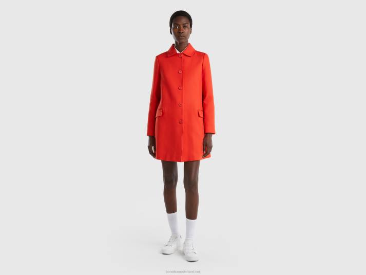 vrouwen Benetton stofjas van zuiver katoen rood 4R623717