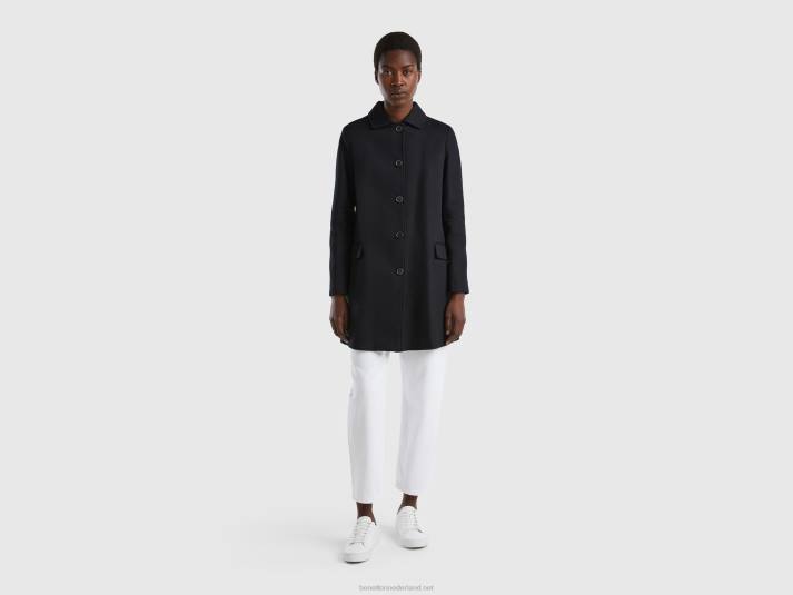 vrouwen Benetton stofjas van zuiver katoen zwart 4R62243