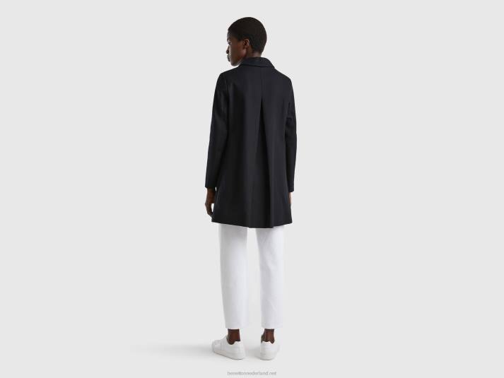 vrouwen Benetton stofjas van zuiver katoen zwart 4R62243
