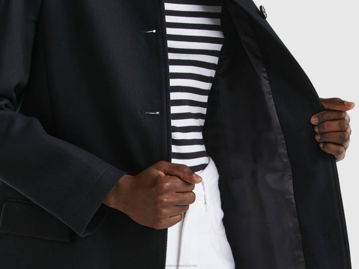 vrouwen Benetton stofjas van zuiver katoen zwart 4R62243