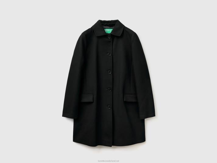 vrouwen Benetton stofjas van zuiver katoen zwart 4R62243