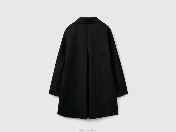 vrouwen Benetton stofjas van zuiver katoen zwart 4R62243