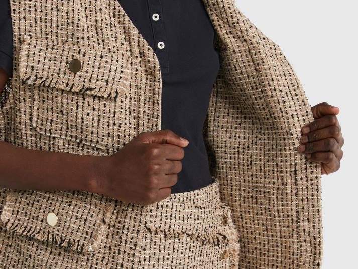 vrouwen Benetton beige bouclé vest beige 4R62246