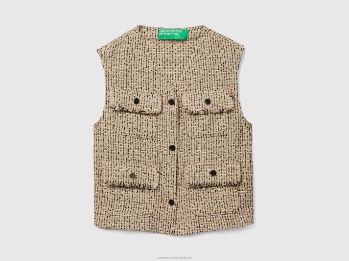 vrouwen Benetton beige bouclé vest beige 4R62246