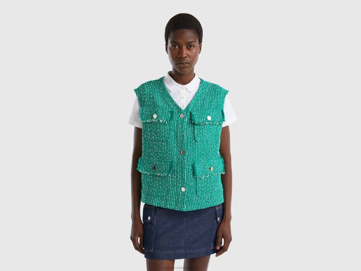 vrouwen Benetton groen bouclé vest groente 4R62273
