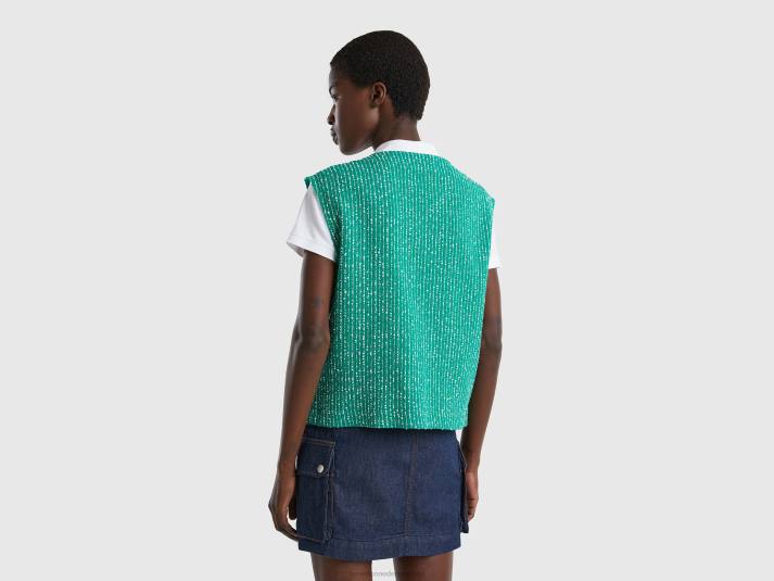 vrouwen Benetton groen bouclé vest groente 4R62273