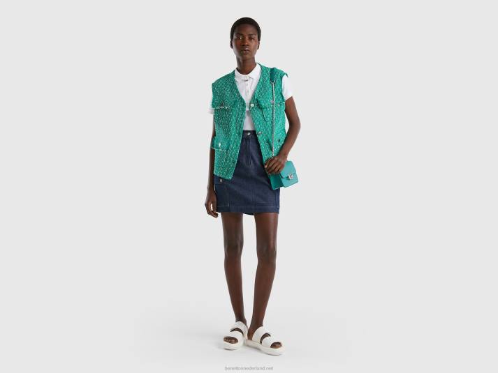 vrouwen Benetton groen bouclé vest groente 4R62273
