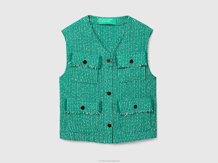 vrouwen Benetton groen bouclé vest groente 4R62273