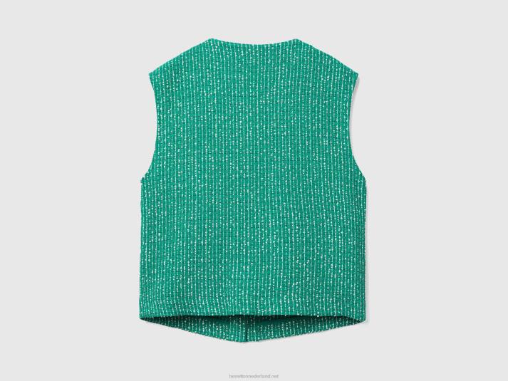 vrouwen Benetton groen bouclé vest groente 4R62273