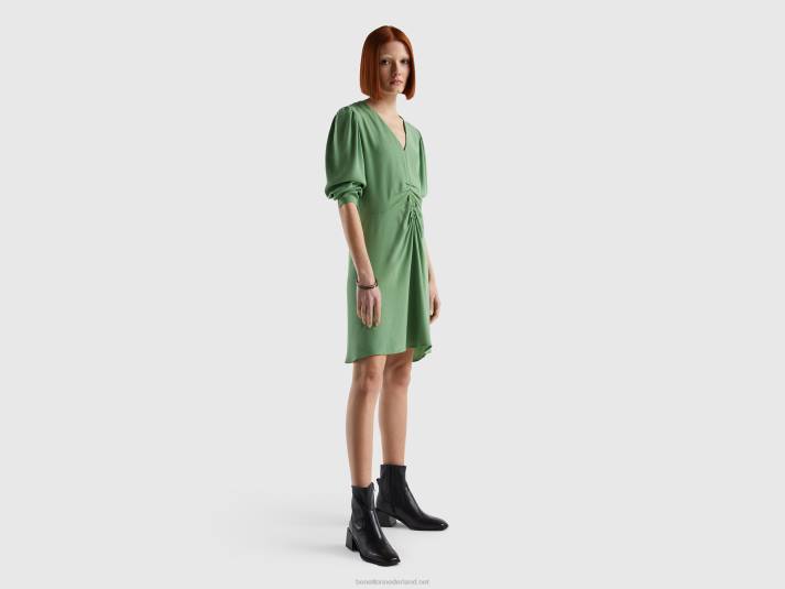 vrouwen Benetton korte jurk van 100% viscose groente 4R62546