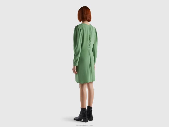 vrouwen Benetton korte jurk van 100% viscose groente 4R62546