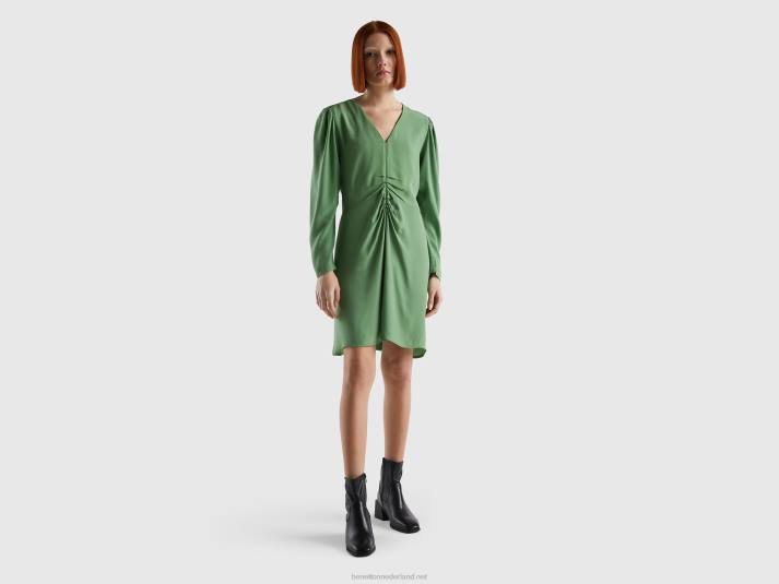 vrouwen Benetton korte jurk van 100% viscose groente 4R62546