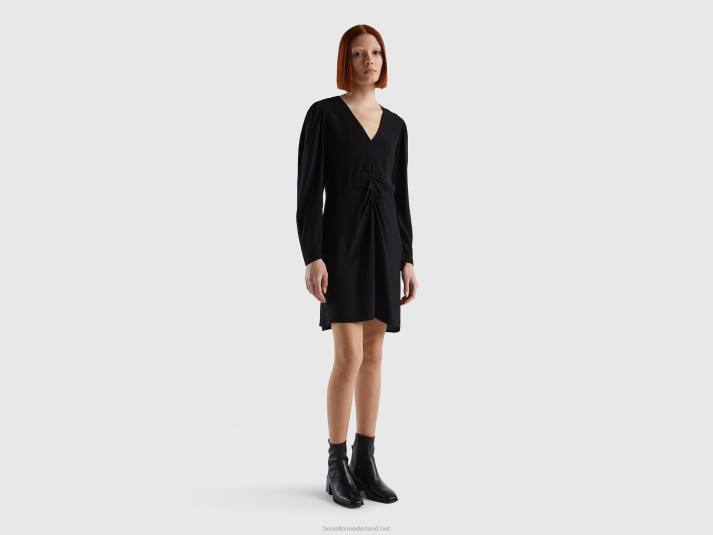 vrouwen Benetton korte jurk van 100% viscose zwart 4R624031