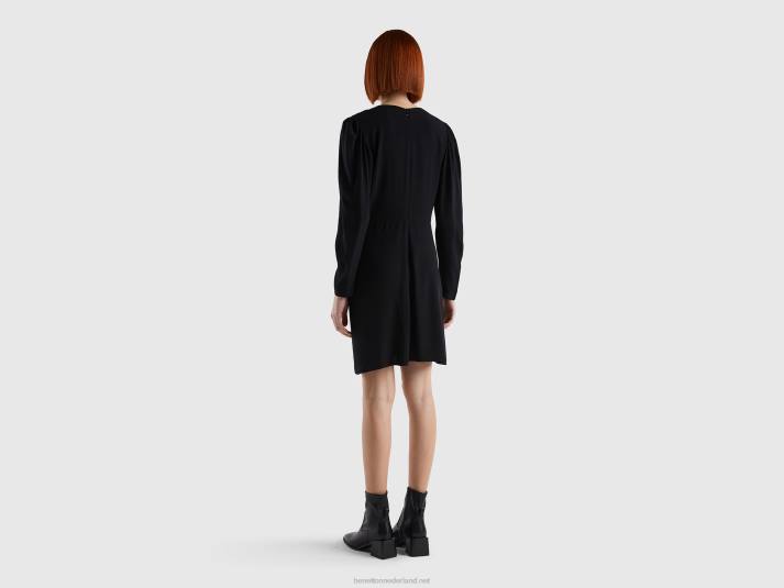 vrouwen Benetton korte jurk van 100% viscose zwart 4R624031