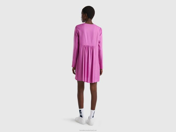 vrouwen Benetton korte jurk van duurzame viscose roze 4R62559