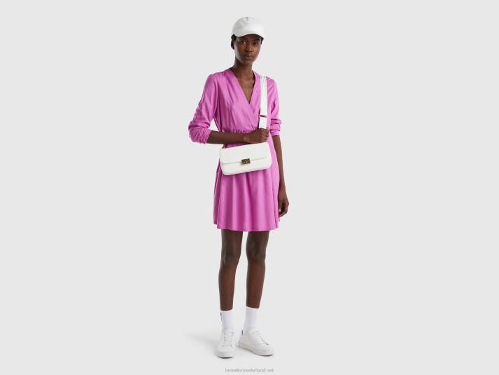 vrouwen Benetton korte jurk van duurzame viscose roze 4R62559