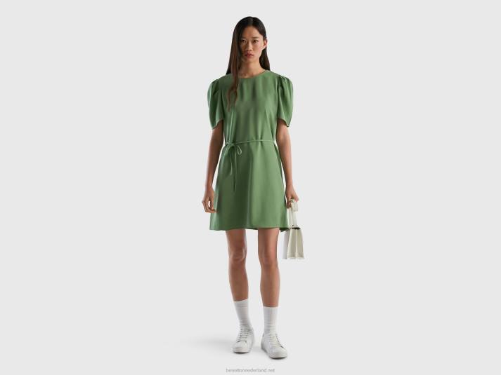 vrouwen Benetton korte jurk van viscosemix groente 4R62544