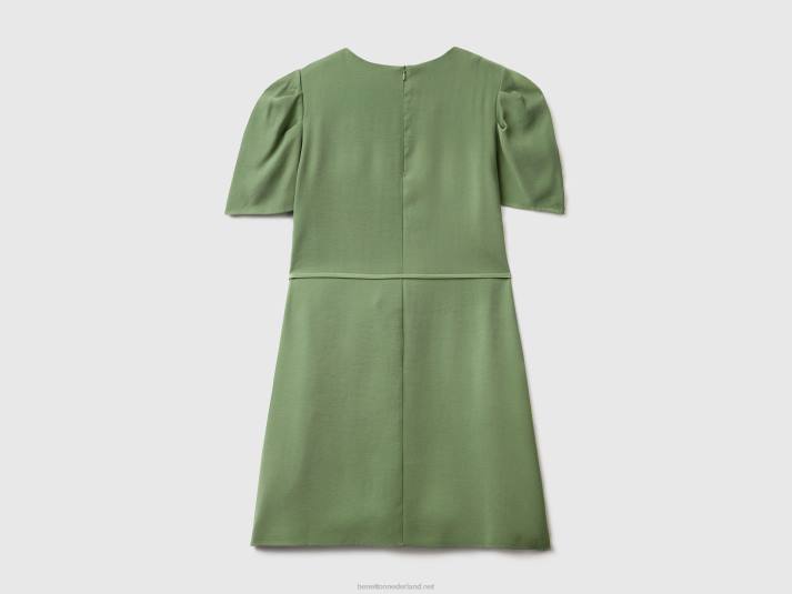 vrouwen Benetton korte jurk van viscosemix groente 4R62544
