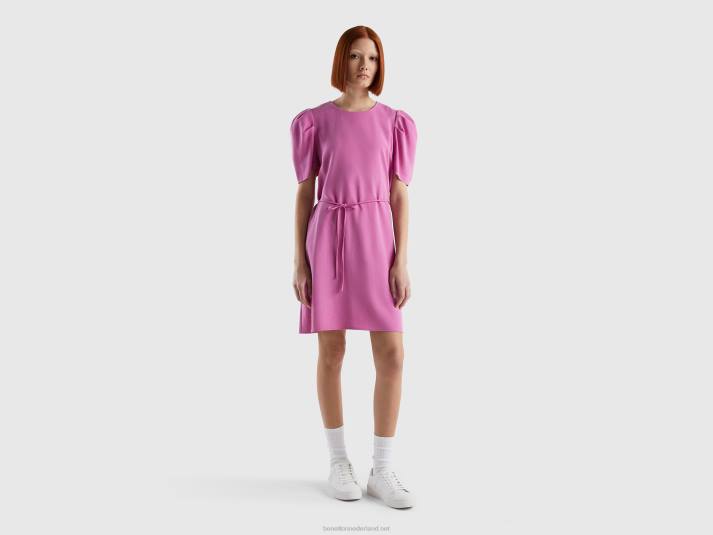 vrouwen Benetton korte jurk van viscosemix roze 4R62547