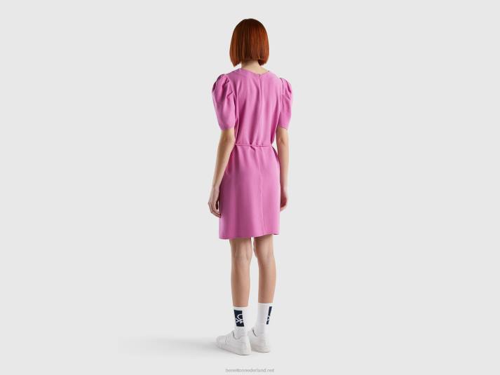 vrouwen Benetton korte jurk van viscosemix roze 4R62547