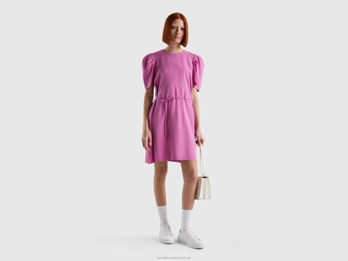 vrouwen Benetton korte jurk van viscosemix roze 4R62547