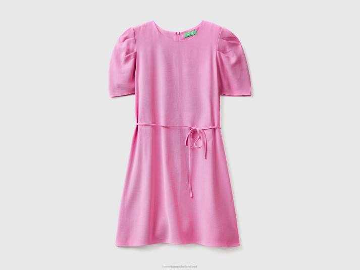 vrouwen Benetton korte jurk van viscosemix roze 4R62547