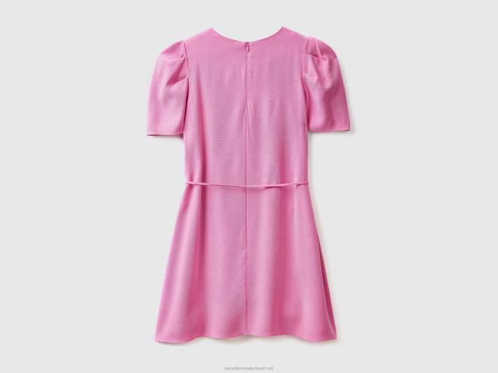 vrouwen Benetton korte jurk van viscosemix roze 4R62547