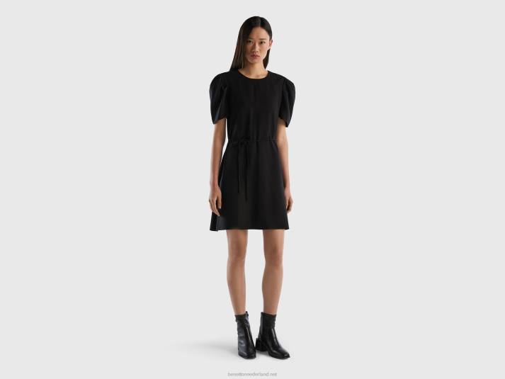 vrouwen Benetton korte jurk van viscosemix zwart 4R624006