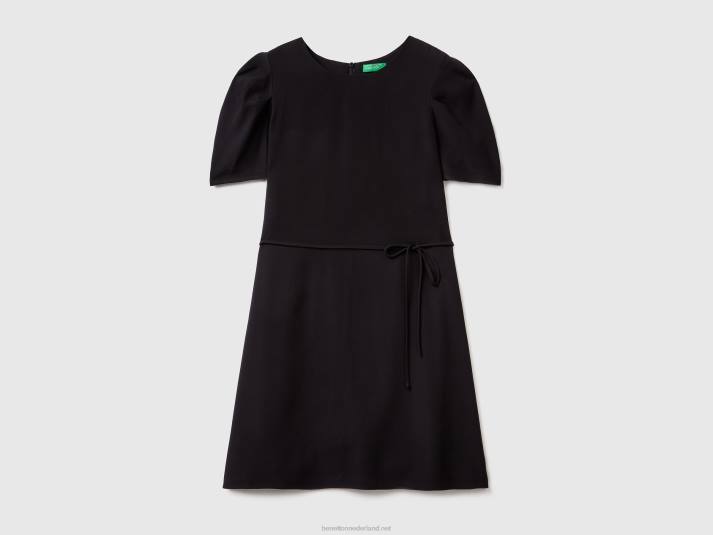 vrouwen Benetton korte jurk van viscosemix zwart 4R624006