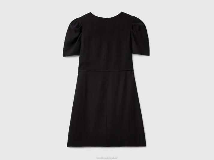 vrouwen Benetton korte jurk van viscosemix zwart 4R624006