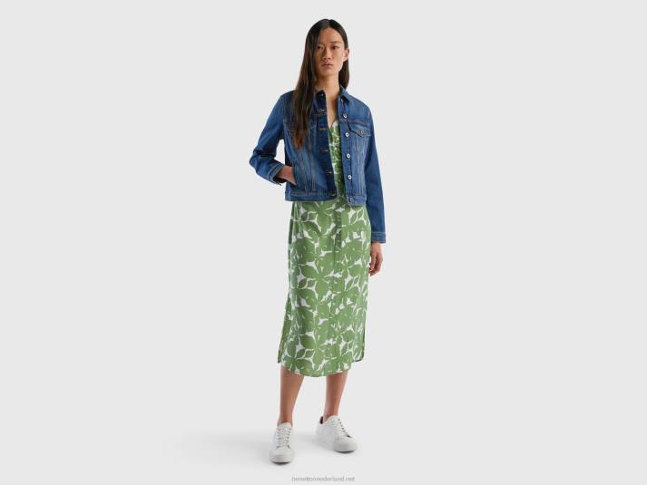 vrouwen Benetton Gebloemde overhemdjurk van zuivere viscose groente 4R62545