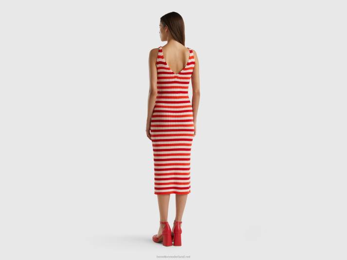 vrouwen Benetton gestreepte midi-jurk veelkleurig 4R624007