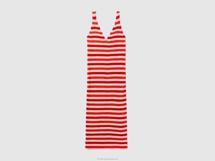 vrouwen Benetton gestreepte midi-jurk veelkleurig 4R624007