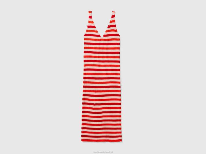 vrouwen Benetton gestreepte midi-jurk veelkleurig 4R624007
