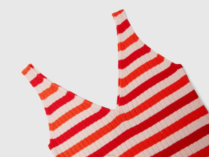 vrouwen Benetton gestreepte midi-jurk veelkleurig 4R624007