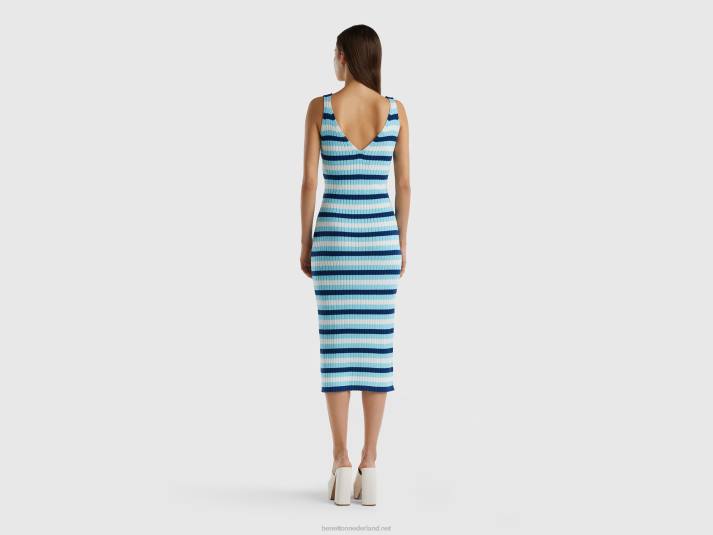 vrouwen Benetton gestreepte midi-jurk veelkleurig 4R624013