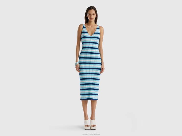 vrouwen Benetton gestreepte midi-jurk veelkleurig 4R624013