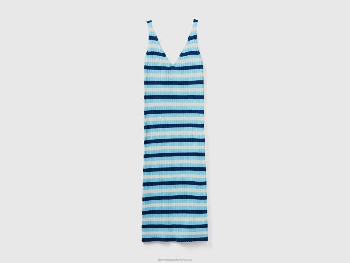 vrouwen Benetton gestreepte midi-jurk veelkleurig 4R624013