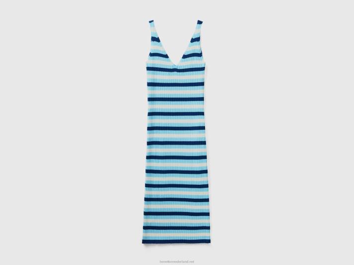 vrouwen Benetton gestreepte midi-jurk veelkleurig 4R624013