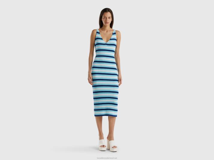 vrouwen Benetton gestreepte midi-jurk veelkleurig 4R62552