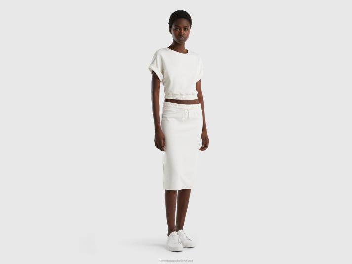 vrouwen Benetton zweet kokerrok romig wit 4R624200