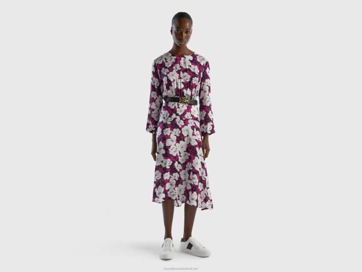 vrouwen Benetton zwierige bloemenjurk rood 4R62560