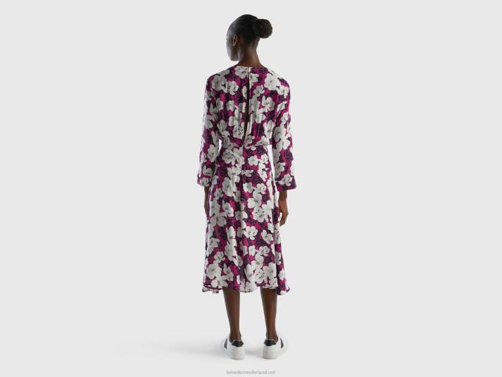 vrouwen Benetton zwierige bloemenjurk rood 4R62560