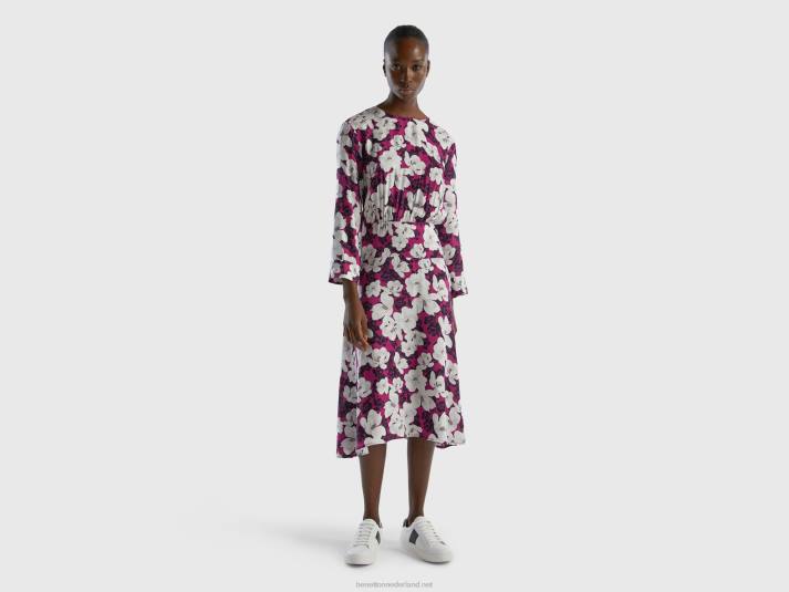 vrouwen Benetton zwierige bloemenjurk rood 4R62560