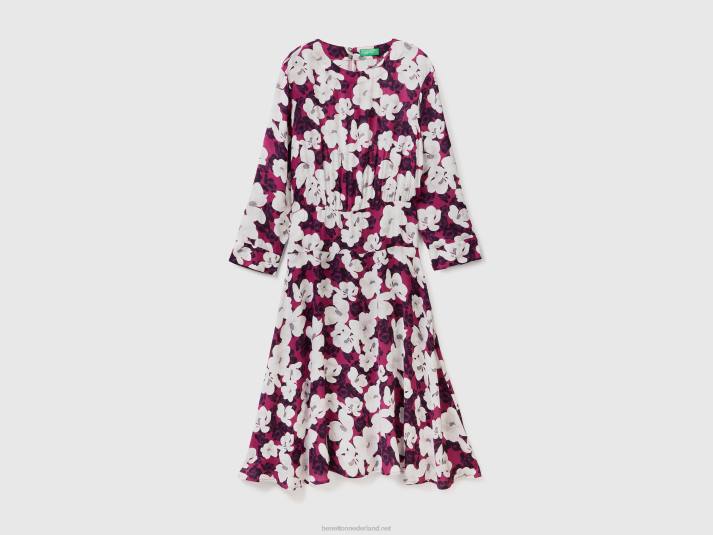 vrouwen Benetton zwierige bloemenjurk rood 4R62560
