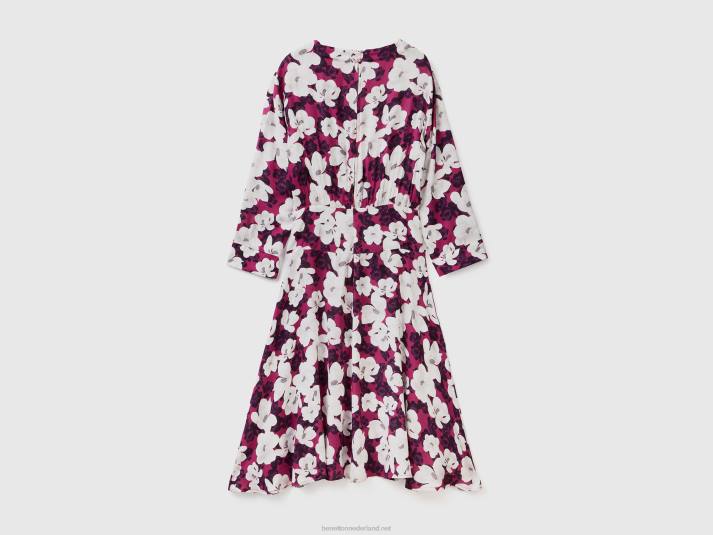 vrouwen Benetton zwierige bloemenjurk rood 4R62560