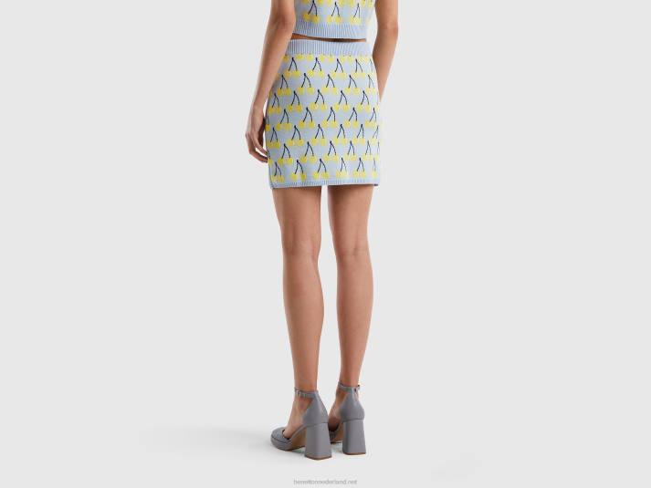 vrouwen Benetton hemelsblauwe minirok met kersenpatroon hemelsblauw 4R624169