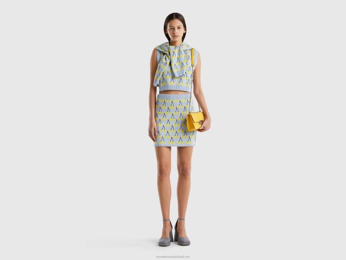 vrouwen Benetton hemelsblauwe minirok met kersenpatroon hemelsblauw 4R624169